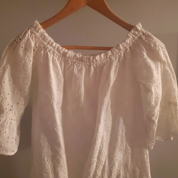PAMELONE White Eyelet Off-The-Shoulder Summer Tunic - XS - Picture 6 of 9
